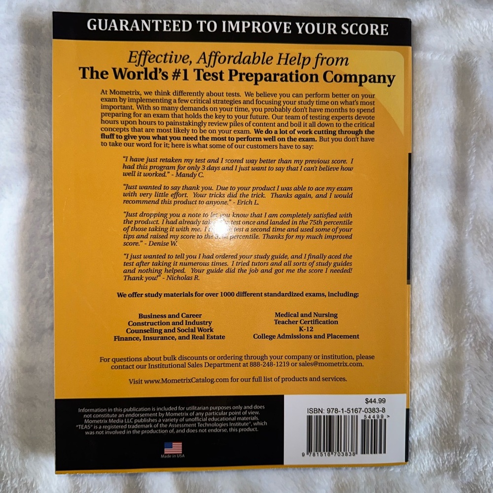 ATI TEAS Secrets Study Guide: TEAS 6 Complete Study Manual - Picture 6 of 6